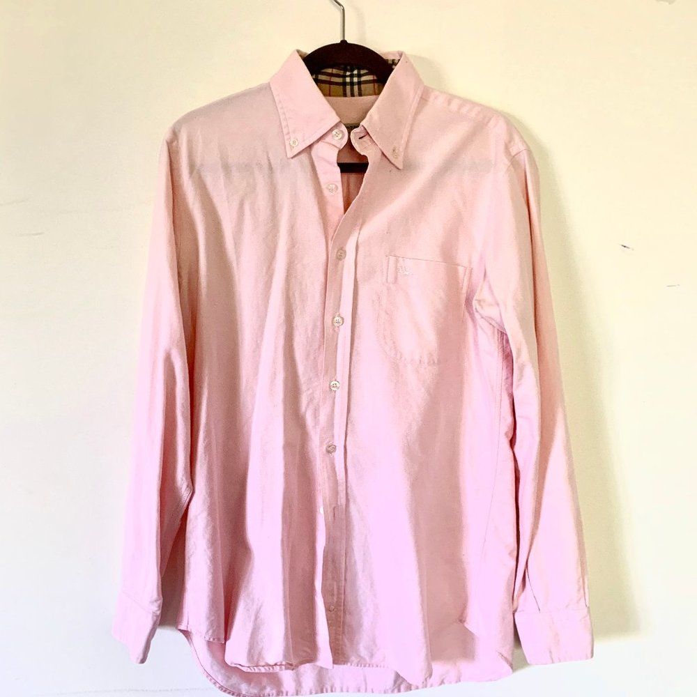 Men's Medium Burberry Summer Button-Down in Pink